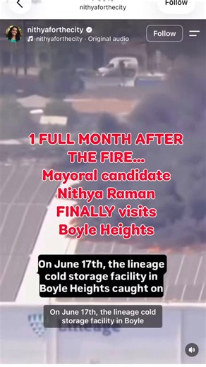 Mayoral candidate, Nithya Raman swoops in 30 days AFTER the fire in Boyle Heights to point out all the services they’re not getting while hoping they don’t know she’s the third most powerful person in L.A. & she could’ve helped them weeks ago but she doesn’t REALLY care.
