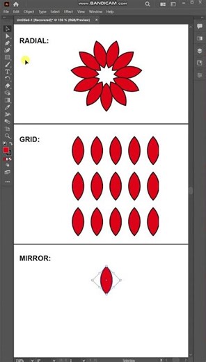 Secret Illustrator Repeat Tool Tricks 😱 | Radial, Grid & Mirror Design Hacks 🔥 #illustrator #adobe