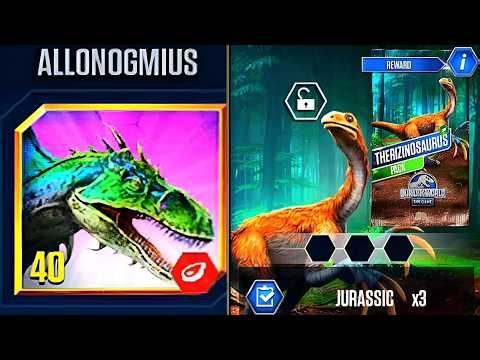 ALLONOGMIUS UNLOCK THERIZINOSAURUS MAX LEVEL 40 | JURASSIC WORLD THE GAME