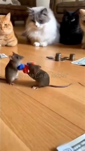 Welcome to the Underground Cat Club: The Rodent Rumble 🏆🥊 #Cute #Cat #Funny #Pet #Humor #Comedy