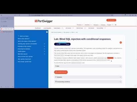 Lab: Blind SQL injection with conditional responses