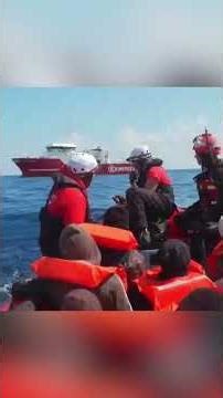 Migrants stranded in the central Mediterranean Sea rescued by Italian NGO #shorts