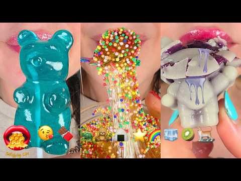 MOST SATISFYING! ASMR Eating Emoji Food Challenge frozen Honey Wax Candy