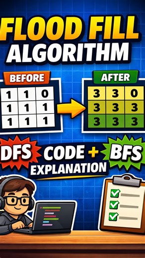 Hemant Choudhary on Instagram: "Flood Fill 🔥DFS vs BFS — ab easy lagega!"