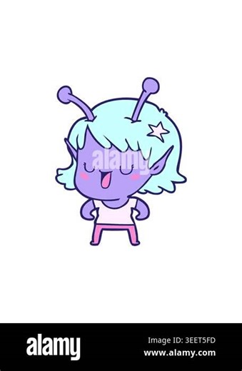 popping motion animation of happy alien girl cartoon design Stock Video Footage - Alamy