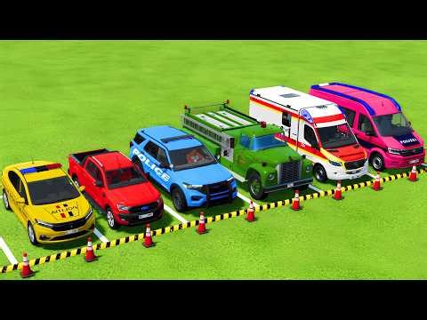 TRANSPORTING POLICE CARS, FIRE DEPARTMENT, AMBULANCE VEHICLES WITH MAN TRUCKS ! Farming Simulator 25