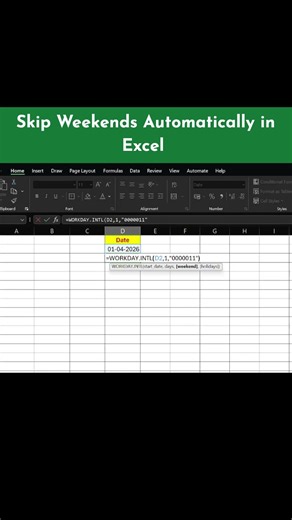 Skip Weekends Automatically in Excel