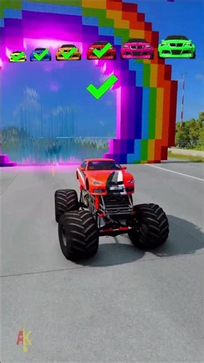 🌟Tiny Car Enters the Rainbow Portal… and Turns ULTRA HUGE!🌟 #shorts #beamngdrive