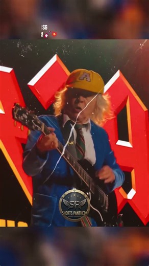 Angus Youngs Legendary Stage Energy & Blue Outfit! 🎸⚡ #Shorts #ACDC #angusyoung