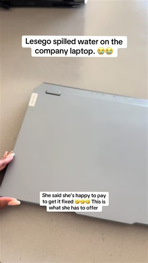 Lesego spilled water on the company laptop — what happened and her offer