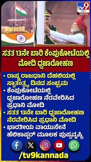 Independence day 2026: ಕೆಂಪುಕೋಟೆಯಲ್ಲಿ ಸತತ 13ನೇ ಬಾರಿ ಧ್ವಜಾರೋಹಣ ನೆರವೇರಿಸಿದ ಪ್ರಧಾನಿ ಮೋದಿ|#TV9D