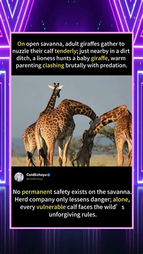 Same Savanna: Giraffe Family Cuddles While Lion Hunts Baby Giraffe#foryou #fyp #animals #funny