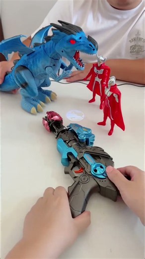 Giant Blue Dinosaur vs. Ultimate Toy Machine Gun! 🦖🔫 #shorts #funtoys #trending #ytshorts