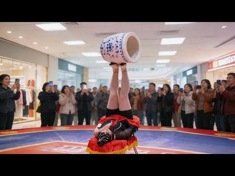 She "plays" with furniture with her feet; this is real Chinese Kung Fu acrobatics.