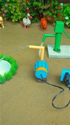 Mini hand pump project water with supply motor drinks buffalo sheep farm #waterpump #shorts #769