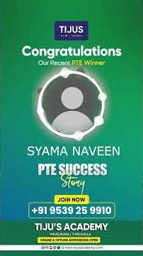 Congratulations to Syama Naveen on achieving PTE success!