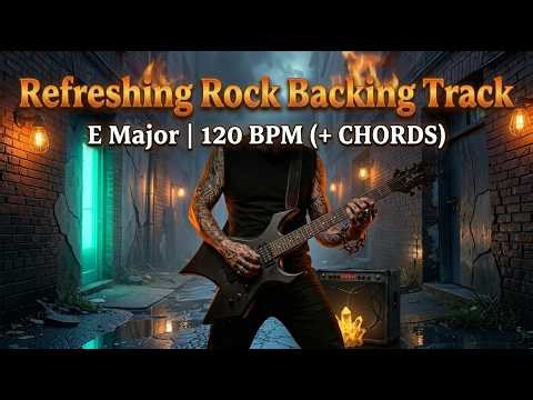 Light Melodic Rock Backing Track - E Major | Upbeat & Refreshing | 120 BPM (+ CHORDS)