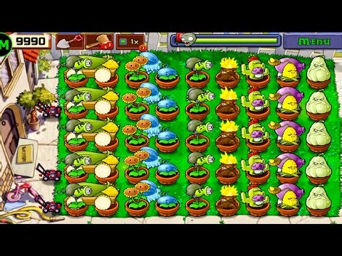 Plants Vs zombies Survival Day Cob Cannon+Gatling Pea+Snow Melon+Twin Sunflower Vs Zombies Gameplay