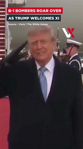 Trump Bares His Teeth As Xi Stands Unfazed During B-1 Flyover At Airport | VERTEX