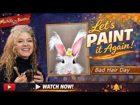 Let's Paint it Again! BAD HARE DAY Step by Step Paint and Sip Tutorial - Painting Easy for Beginner