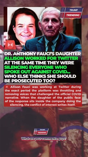 🚨 Fauci's Daughter Worked At Twitter During The Covid Censorship Debate Should Be Investigated? 🔎 #B