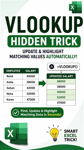 VLOOKUP Hidden Trick in Excel | Update & Highlight Matching Values Automatically #excel #shorts