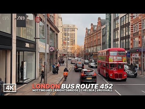 London’s Poshest Streets by Bus 🚍 | NEW Route 452 Upper Deck POV (Notting Hill → Vauxhall) | 4K HDR