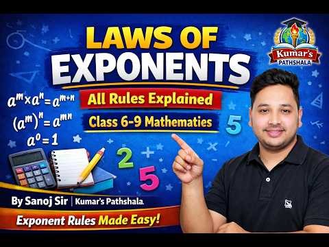 Concept-7 Laws of exponents of real number for class 6th,7th,8th and 9th