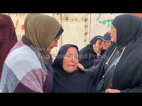 Palestinian father mourns pregnant wife and two children killed by Israeli strike