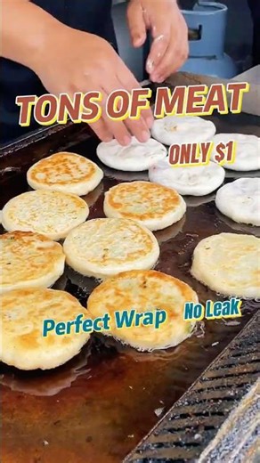 Chinese Street Niuzhuang Pie: Tons of Meat, Only $1 | Perfect Wrap (No Leak!)