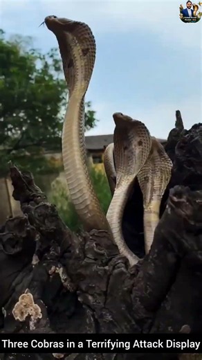 Three Cobras in a Terrifying Attack Display #snake #wildliferescue #cobra #wildlifeentertainment