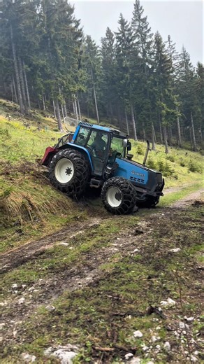 Blue Valmet climbing impossible forest terrain 🌲🚜 #tractor #forestry #farming