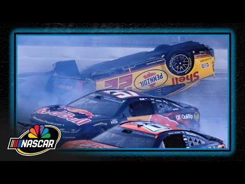 Joey Logano slides on his roof in scary crash at Talladega Superspeedway late in Stage 3