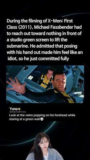 Michael Fassbender screamed at a green wall for this scene💀