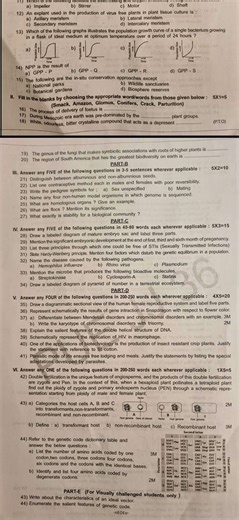 Biology, Key answers, preparatory exam 1, 2nd puc,