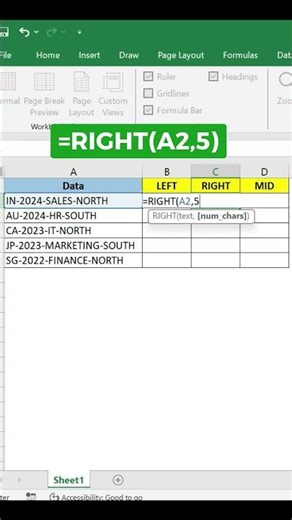 Excel LEFT RIGHT MID – Extract Text From Any Position! ✂️ #excelformulas