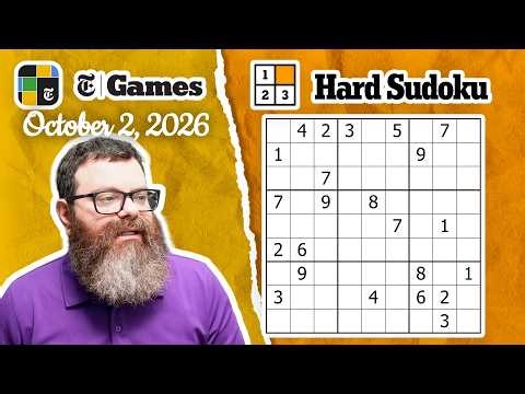 NYT Hard Sudoku Walkthrough | October 2, 2026