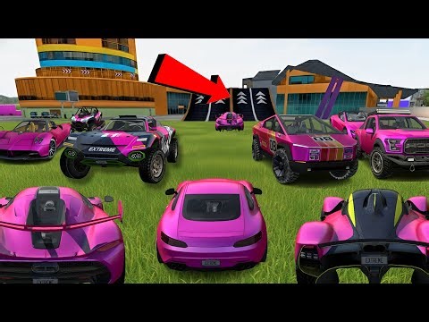 All Pink Cars Stunts Through Ramp // Extreme Car Driving Simulator // Cars Gameplay