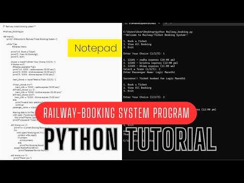 Python Program | Railway Ticket Booking System | No Database Required | for Beginners