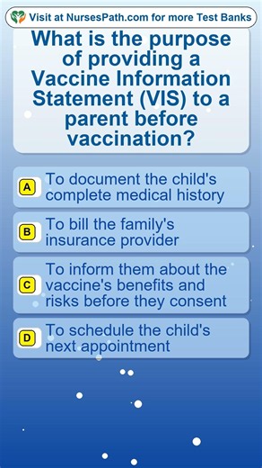 What is the purpose of providing a vaccine information statement vis to a parent before vaccination?