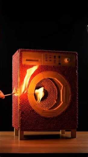 🔥 Matchstick Washing Machine Inferno 5,500 Sticks Burn in 9 Seconds #Shorts #satisfying #viral