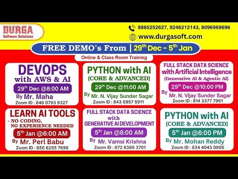 New Batches in Online & Class Room Training @ DURGASOFT