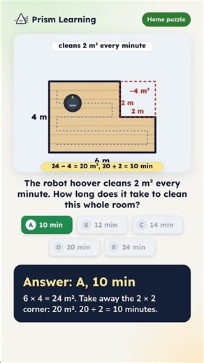 How long does the robot hoover take? An 11+ area puzzle