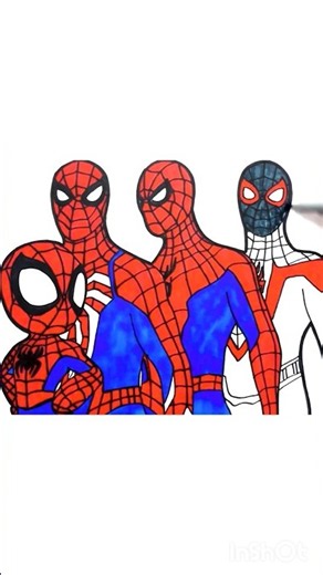 HOW TO DRAW and Coloring four Spider-man's #spiderman #drawing #art #howtodraw #shorts