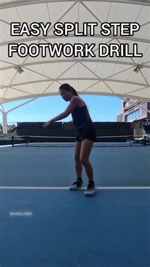 Tennis Drills w Nikki Leong on Instagram: "This reel started it all. Split step basics. #tennis #tennisfootwork #splitstep #tennisdrill"