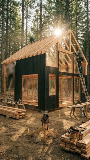 Modern Cabin Build Time-Lapse: From Lot to Dream 🪵