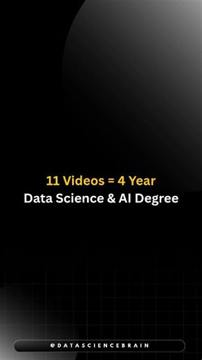 11 videos = 4-year $200K Data Science & AI degree 🎯 FREE courses from MIT, Stanford & Harvard that teach you what $200K degrees teach: ✅ Introduction to Data Science: UC Berkeley Data 8: The Foundations of Data Science - Channel: Data 8 ✅ Linear Algebra: MIT 18.06: Linear Algebra (Gilbert Strang) - Channel: MIT OpenCourseWare ✅ Python Programming: MIT 6.0001: Intro to CS and Programming in Python - Channel: MIT OpenCourseWare ✅ Probability & Statistics: Harvard Stat 110: Probability (Joe Blitzs