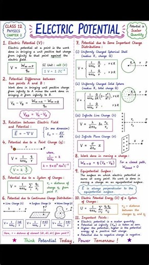 Electric Potential One Shot 💥 | All Formulas + Concepts | Class 12 Physics"