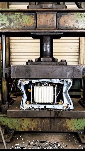 Can a Microwave Survive this Epic Squeeze? 😱 #oddlysatisfying #destruction #experiment