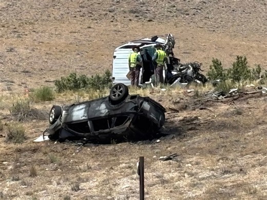 One dead, 5 injured in fiery crash on I-70 near Utah border